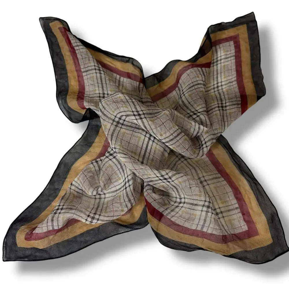 Black, Red, and Khaki Square Scarf